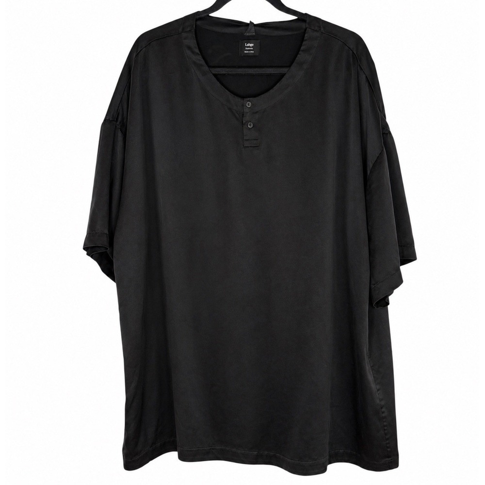 Lunya Lahgo Silk Henley Sleep Shirt Mens XL Oversized Washable Relaxed Short Sl